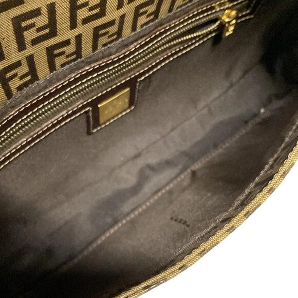 Auth FENDI Mamma bucket / Zucchino pattern Dark Brown Beige PVC Leather - Picture 15 of 15